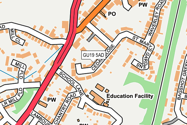 GU19 5AD map - OS OpenMap – Local (Ordnance Survey)