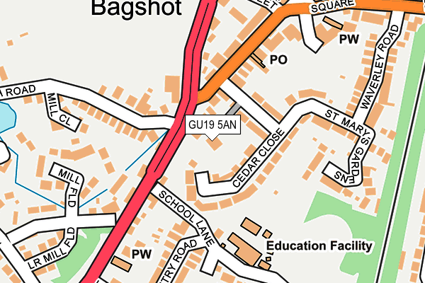 GU19 5AN map - OS OpenMap – Local (Ordnance Survey)