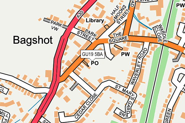 GU19 5BA map - OS OpenMap – Local (Ordnance Survey)