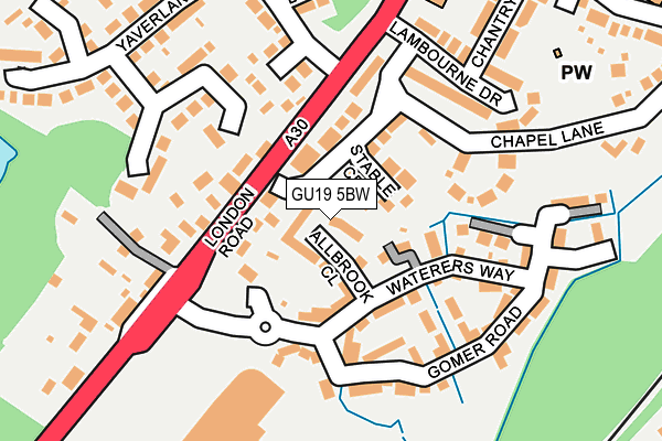 GU19 5BW map - OS OpenMap – Local (Ordnance Survey)