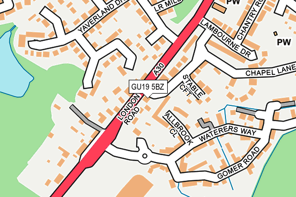 GU19 5BZ map - OS OpenMap – Local (Ordnance Survey)