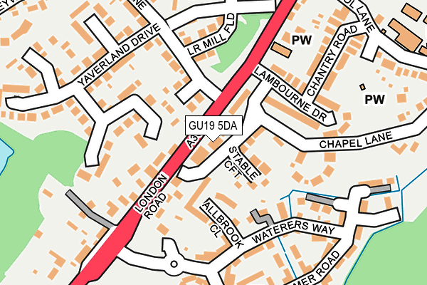GU19 5DA map - OS OpenMap – Local (Ordnance Survey)