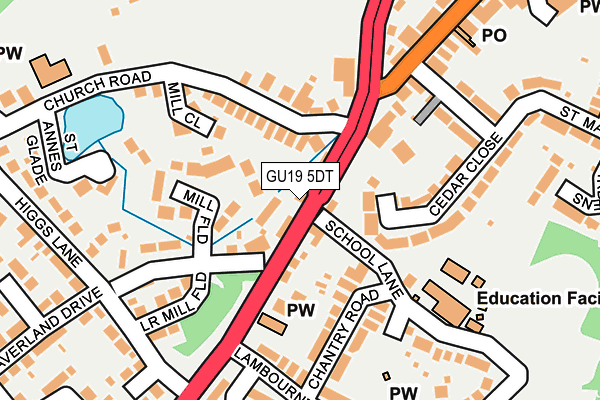 GU19 5DT map - OS OpenMap – Local (Ordnance Survey)