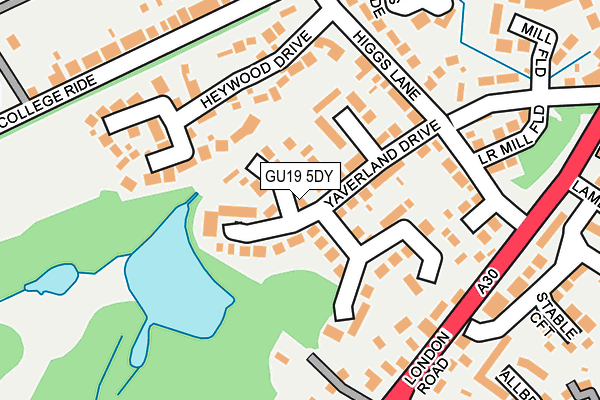 GU19 5DY map - OS OpenMap – Local (Ordnance Survey)