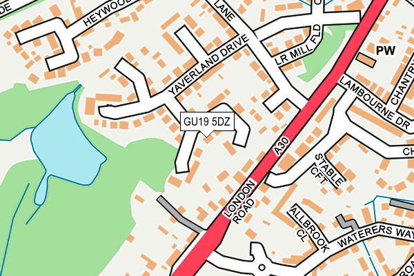 GU19 5DZ map - OS OpenMap – Local (Ordnance Survey)