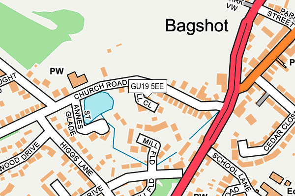 GU19 5EE map - OS OpenMap – Local (Ordnance Survey)