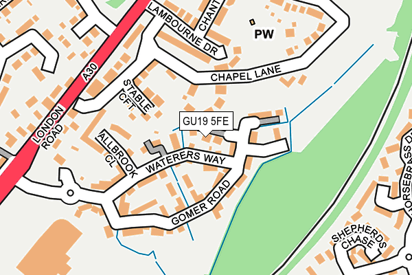 GU19 5FE map - OS OpenMap – Local (Ordnance Survey)