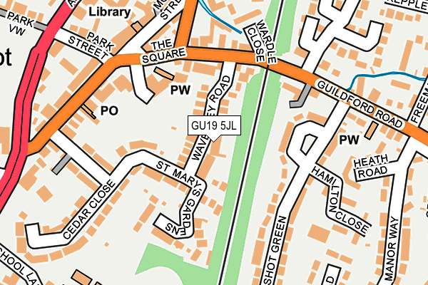 GU19 5JL map - OS OpenMap – Local (Ordnance Survey)