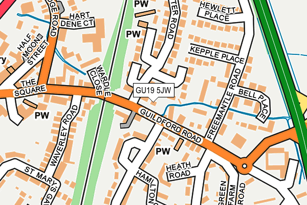 GU19 5JW map - OS OpenMap – Local (Ordnance Survey)