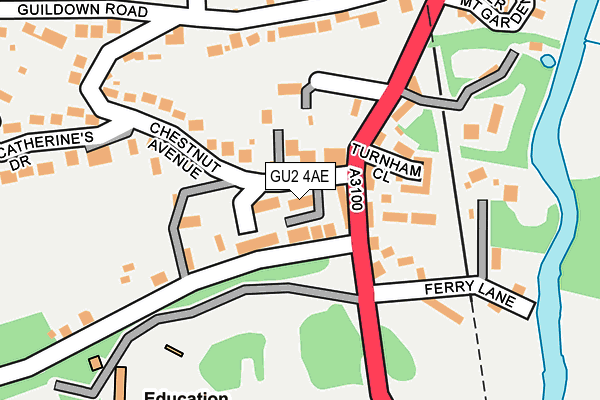 GU2 4AE map - OS OpenMap – Local (Ordnance Survey)
