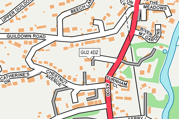 GU2 4DZ map - OS OpenMap – Local (Ordnance Survey)