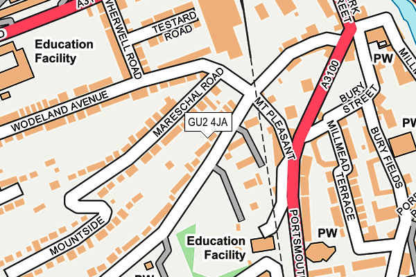 GU2 4JA map - OS OpenMap – Local (Ordnance Survey)