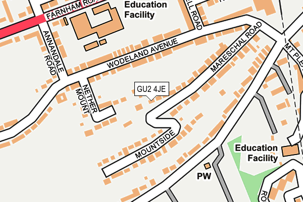 GU2 4JE map - OS OpenMap – Local (Ordnance Survey)