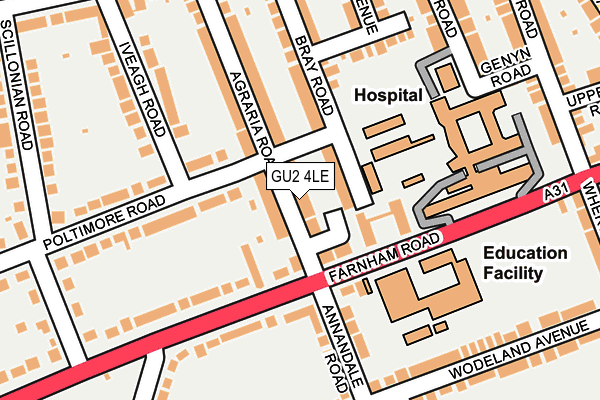 GU2 4LE map - OS OpenMap – Local (Ordnance Survey)