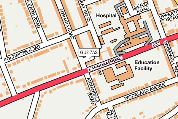 GU2 7AS map - OS OpenMap – Local (Ordnance Survey)