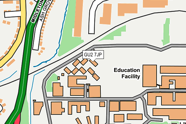 GU2 7JP map - OS OpenMap – Local (Ordnance Survey)
