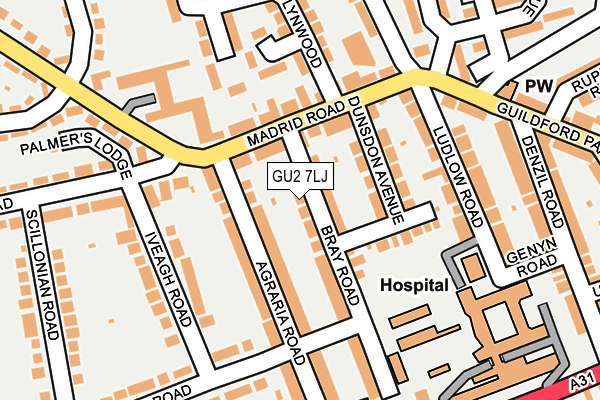 GU2 7LJ map - OS OpenMap – Local (Ordnance Survey)