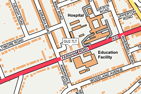 GU2 7LT map - OS OpenMap – Local (Ordnance Survey)