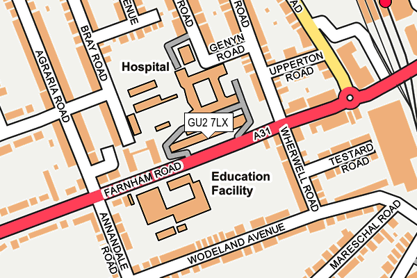 GU2 7LX map - OS OpenMap – Local (Ordnance Survey)