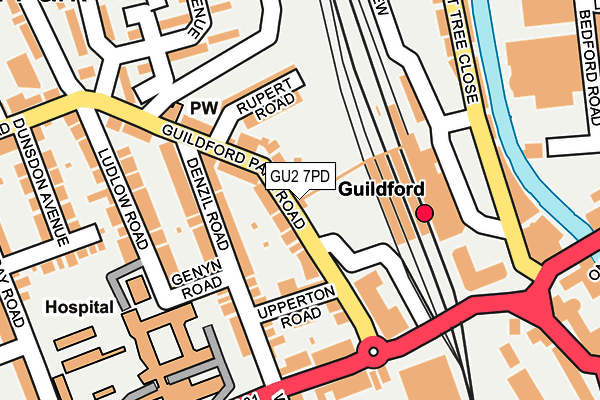GU2 7PD map - OS OpenMap – Local (Ordnance Survey)