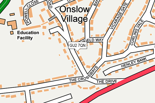 GU2 7QN map - OS OpenMap – Local (Ordnance Survey)