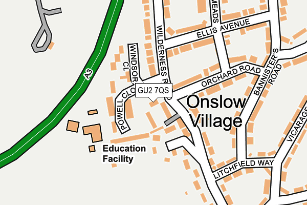 GU2 7QS map - OS OpenMap – Local (Ordnance Survey)