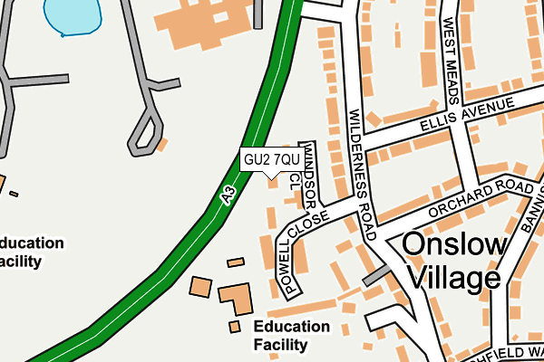 GU2 7QU map - OS OpenMap – Local (Ordnance Survey)