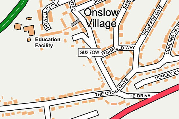 GU2 7QW map - OS OpenMap – Local (Ordnance Survey)