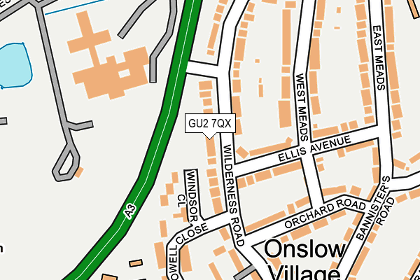 GU2 7QX map - OS OpenMap – Local (Ordnance Survey)