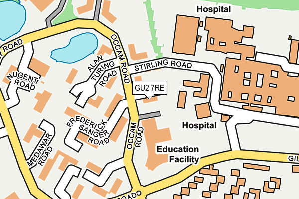 GU2 7RE map - OS OpenMap – Local (Ordnance Survey)