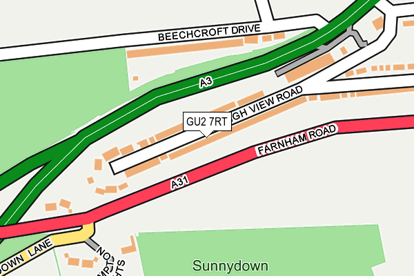 GU2 7RT map - OS OpenMap – Local (Ordnance Survey)