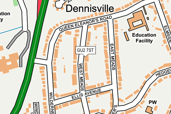 GU2 7ST map - OS OpenMap – Local (Ordnance Survey)