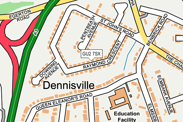 GU2 7SX map - OS OpenMap – Local (Ordnance Survey)