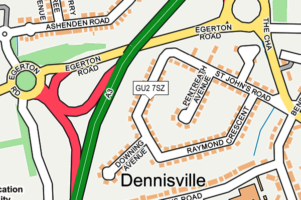 GU2 7SZ map - OS OpenMap – Local (Ordnance Survey)