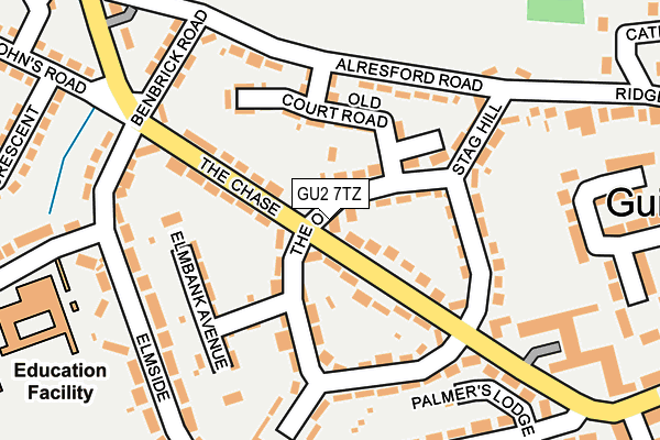 GU2 7TZ map - OS OpenMap – Local (Ordnance Survey)