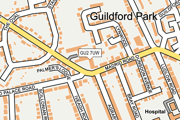 GU2 7UW map - OS OpenMap – Local (Ordnance Survey)