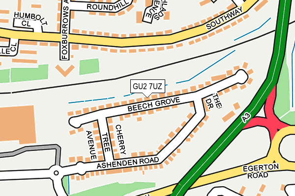 GU2 7UZ map - OS OpenMap – Local (Ordnance Survey)