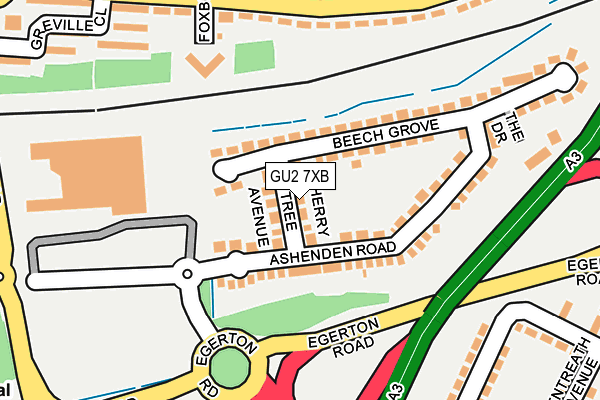 GU2 7XB map - OS OpenMap – Local (Ordnance Survey)