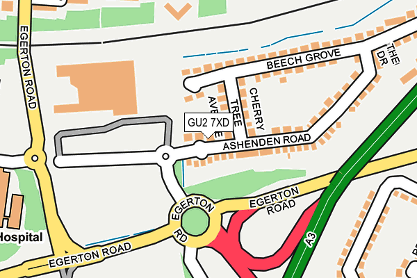 GU2 7XD map - OS OpenMap – Local (Ordnance Survey)