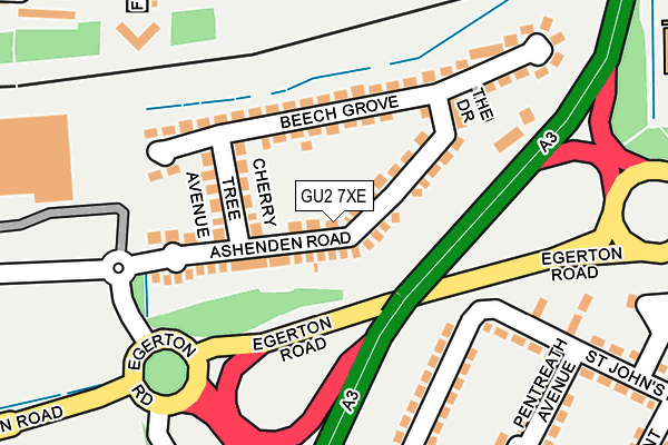 GU2 7XE map - OS OpenMap – Local (Ordnance Survey)