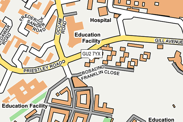 GU2 7YX map - OS OpenMap – Local (Ordnance Survey)