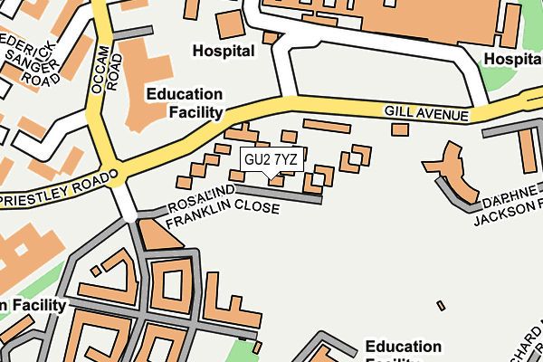 GU2 7YZ map - OS OpenMap – Local (Ordnance Survey)