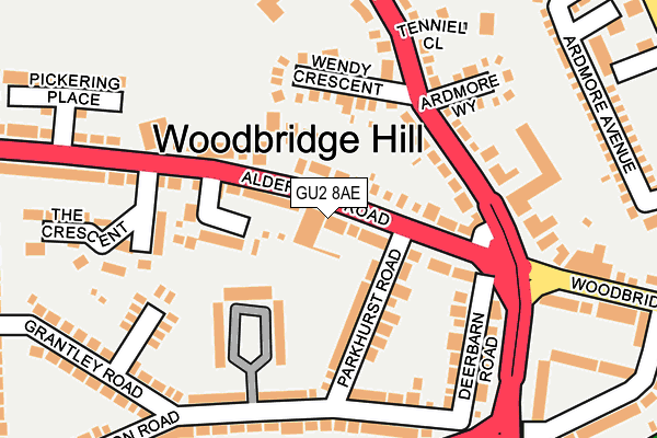 GU2 8AE map - OS OpenMap – Local (Ordnance Survey)