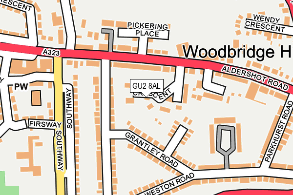 GU2 8AL map - OS OpenMap – Local (Ordnance Survey)