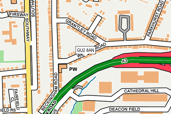 GU2 8AN map - OS OpenMap – Local (Ordnance Survey)