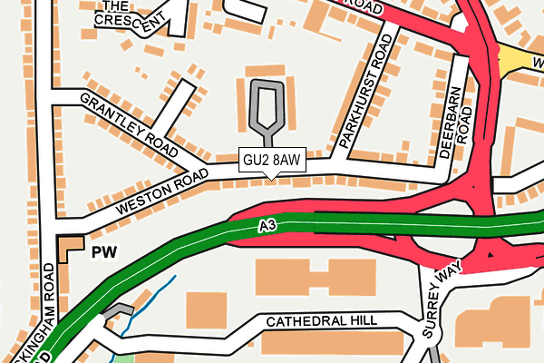 GU2 8AW map - OS OpenMap – Local (Ordnance Survey)