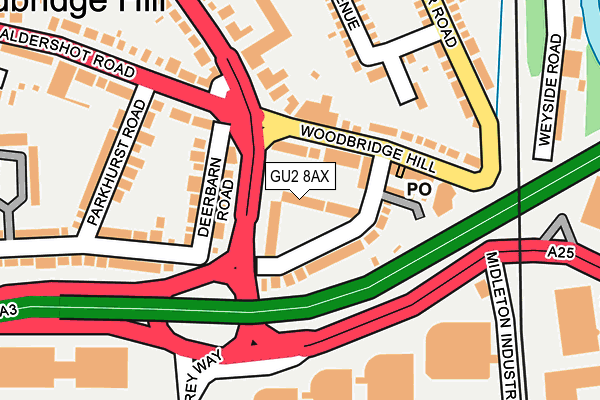 GU2 8AX map - OS OpenMap – Local (Ordnance Survey)