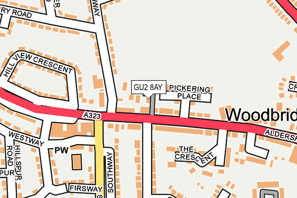 GU2 8AY map - OS OpenMap – Local (Ordnance Survey)