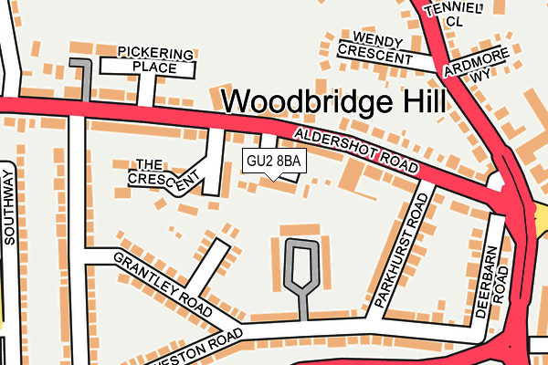 GU2 8BA map - OS OpenMap – Local (Ordnance Survey)