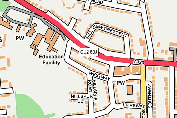 GU2 8BJ map - OS OpenMap – Local (Ordnance Survey)